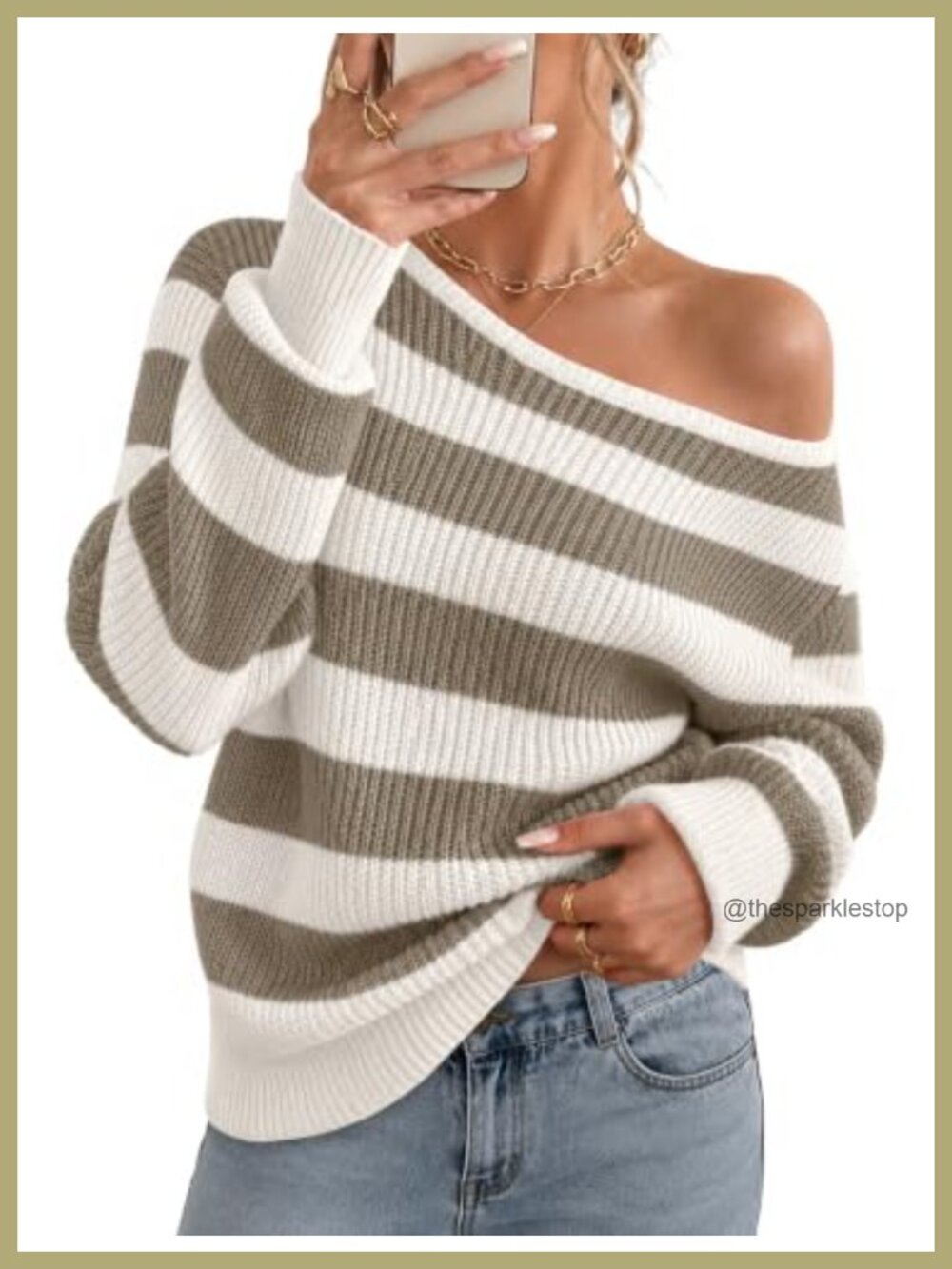 Sipaya Womens Off Shoulder Sweater Pullover Crochet Knit Long Sleeve Top